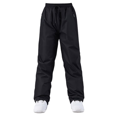 Xfvqtps Men and Women Snow Pants Snowboarding Raise Waistband Elastic Trouser Leg Warm Waterproof Windproof Insulated Winter Ski Pants Black