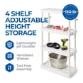 thumbnail image 3 of Gracious Living 4 Shelf Adjustable Height Storage Unit, White (2 Pack), 3 of 12