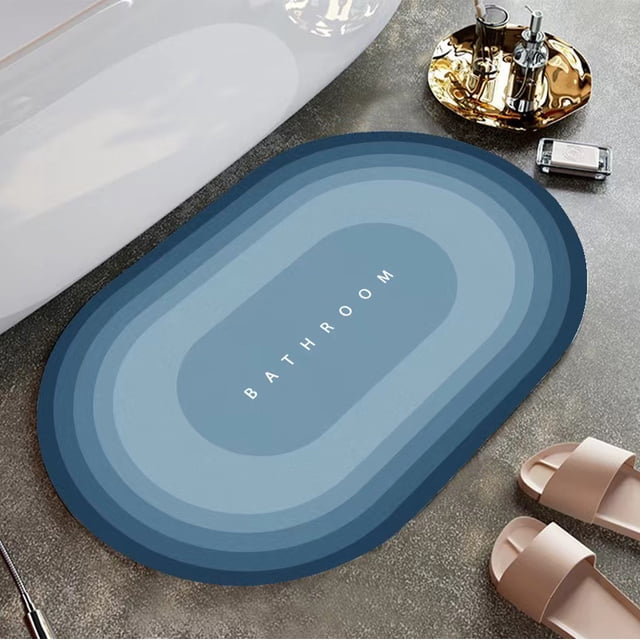 Bath Mat Rug,Soft Diatomaceous Earth Non Slip Quick Dry Rubber Backed Gray Bathroom Rug Mat,Absorbent Get Naked Bath Mat Rug for Bathroom Floor-Easy Clean Bathmat