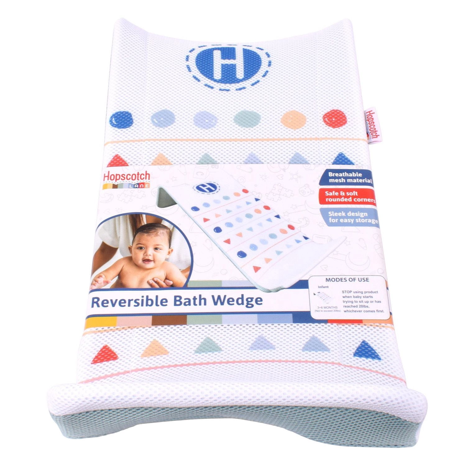 Le Coin de Bain Réversible Hopscotch Lane - Siège de Bain pour Bébé en Maille Blanc & Vert, Unisexe, pour les Bébés de 3 à 6 Mois