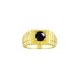 thumbnail image 1 of RYLOS Men's Ring Yellow Gold Plated Silver Ring, 7MM Round Shape Gemstone Designer Style Rings Cabochon Onyx October Birthstone Rings Silver Size 9, 1 of 7
