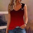 thumbnail image 1 of IROINID Liquidation pour Femmes T-Shirt Sans Manches, Haut Sans Manches à Col en V Dégradé pour Femmes Rouge P, 1 of 4