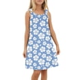 thumbnail image 4 of WEIYLL Robes Filles Été Plage Natation Couverture Sans Manches Imprimé Palmier Fleur Volants Bleu Ciel Robe 7-8 Ans, 4 of 4