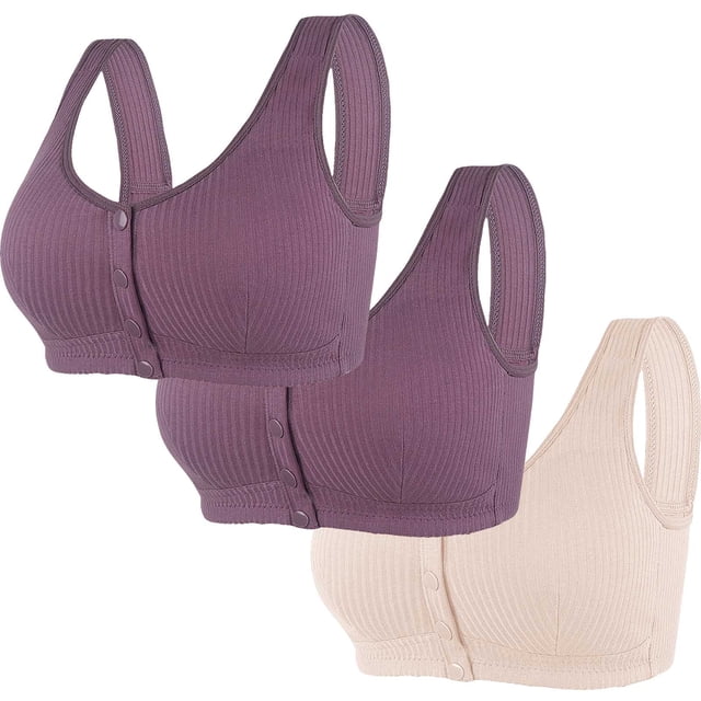 Wancir Bras for Women 2025 New Women's Solid Color without Steel Rims Front Opening Buckle Gathered Large Bra