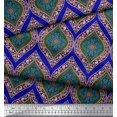 thumbnail image 2 of Soimoi Blue Poly Georgette Fabric Seamless Damask Decor Fabric Printed Yard 42 Inch Wide, 2 of 3