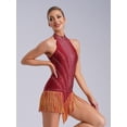 thumbnail image 2 of RUNQHUI Robe de Danse de Salon Sans Manches à Franges Brillantes Salsa Tango Col en V Lyrique Jazz Bourgogne m, 2 of 6