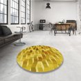 thumbnail image 4 of Ahgly Company Tapis de Zone Rond d'Intérieur Lavable à la Machine, Transitionnel, Jaune Or Vif, 6 Pieds Rond, 4 of 7