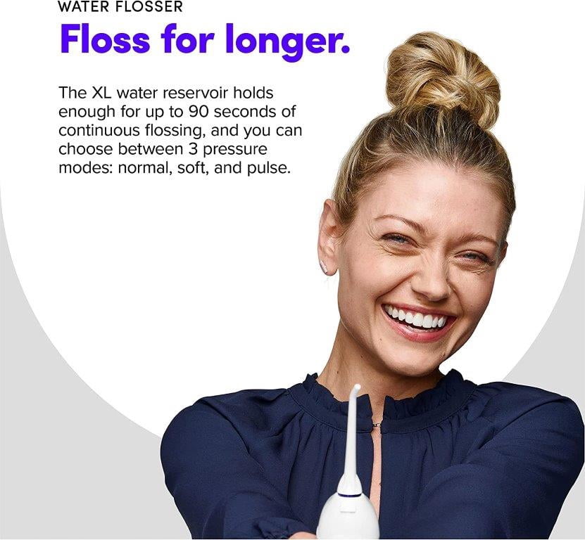 SmileDirectClub Premium Edition Water Flosser - XL Water Reservoir with 2 Nozzles, Waterproof and Cordless Design, 3 Pressure Modes - Removes 99% of Plaque