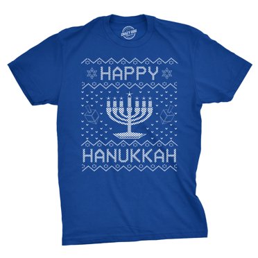 T-shirt Homme « Happy Hanukkah » Drôle Juif de Noël Menorah pour Gars (Royal) - TG