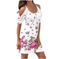 thumbnail image 2 of CHUANK Robes d'Été en Solde Femmes Décontractées Amples Formelles Imprimé Floral Robe de Plage Épaules Dénudées, 2 of 5