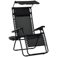 thumbnail image 1 of Outsunny Foldable Lounge Chair with Canopy Shade, Side Tray, Cup Holder, 1 of 10