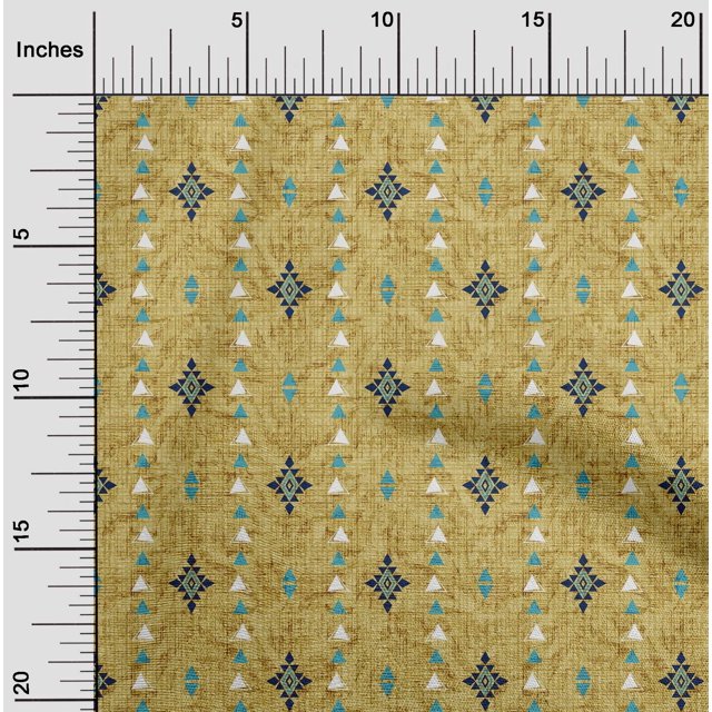 oneOone Cotton Flex Yellow Fabric Texture & Triangle Geometric Craft Projects Decor Fabric Printed By The Yard 40 Inch Wide