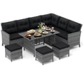 thumbnail image 2 of Costway 7 PCS Patio Dining Furniture Set PE Rattan Sectional Sofa Set with Soft Cushions Black, 2 of 10