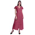 thumbnail image 2 of Moomaya Robe Longue Maxi pour Femmes à Manches Courtes, Robe Formelle/décontractée avec Poches P-TTG, 2 of 6