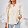 thumbnail image 4 of Pompotops T-shirt Mode Femme Col en V Manches Longues Ample en Solde, 4 of 7
