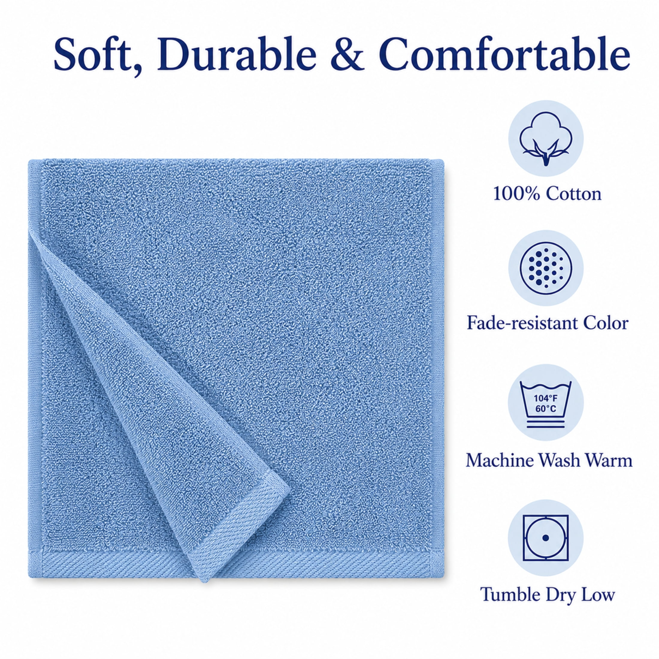 Ensemble de 6 serviettes bain Swift Home — 100 % coton, luxueusement douces, très absorbantes, séchage rapide, aqua