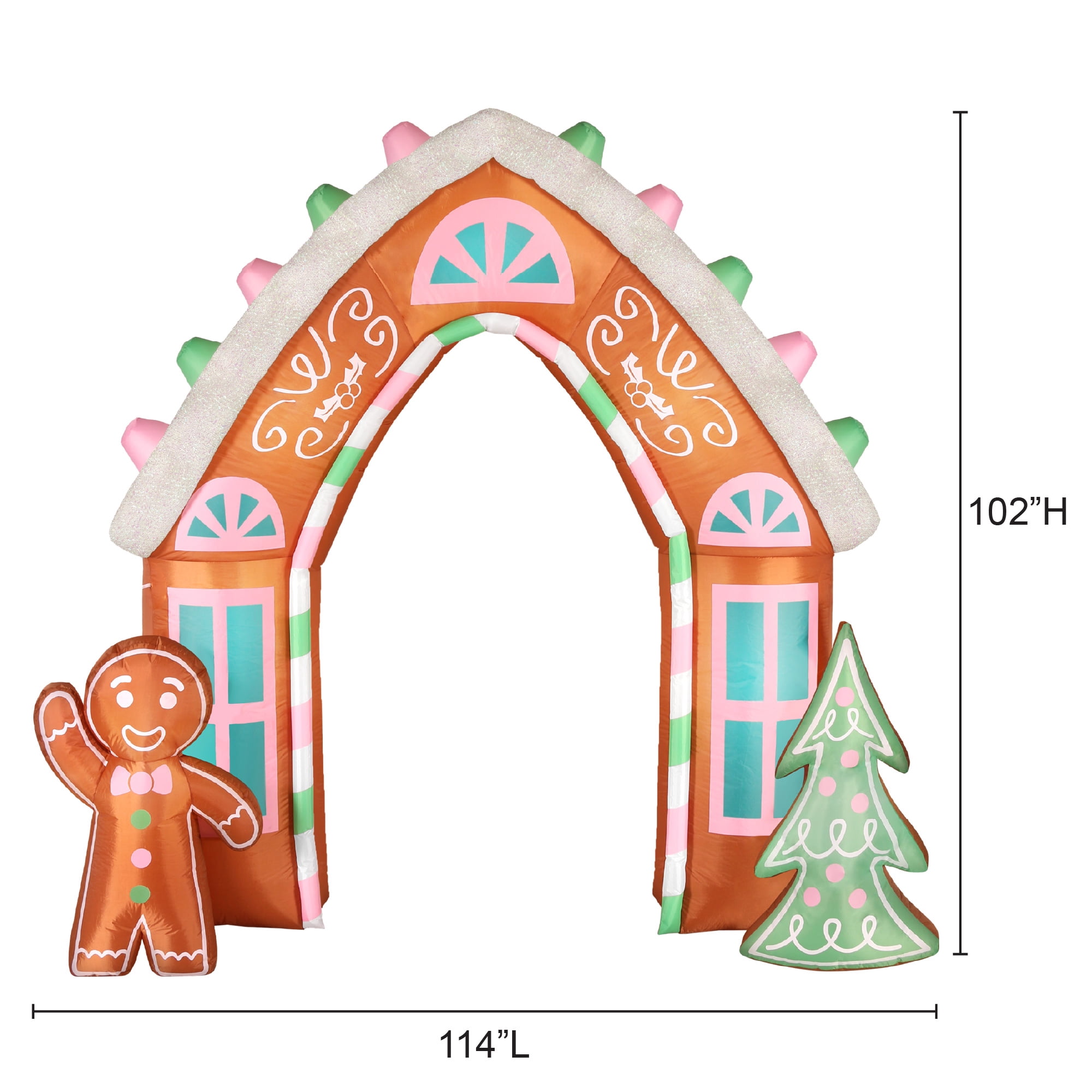 Holiday Time Christmas Decor Lighted Gingerbread Archway 9.5 ft Holiday Decoration