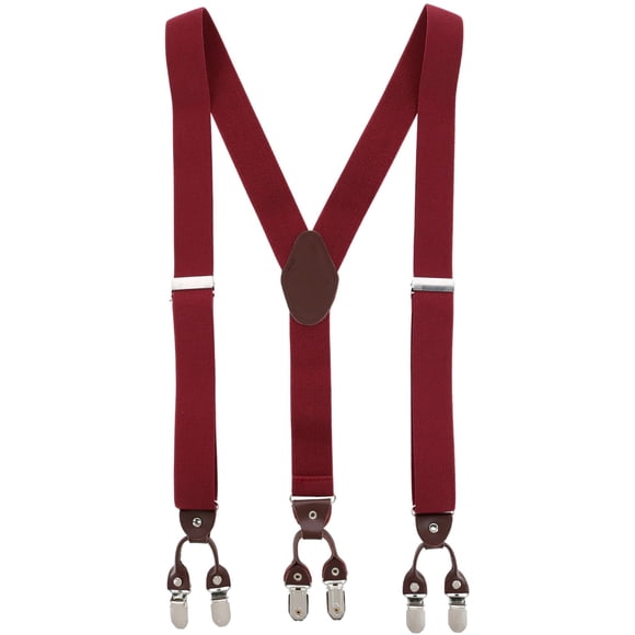 CTM® 1.375 Inch Wide Solid Color Y-Back Double Clip-End Suspenders (Men's)