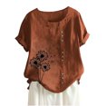 thumbnail image 2 of Babysbule Hauts pour Femmes Liquidation Mode Femmes Été Ample Imprimé T-Shirt à Col Rond Manches Courtes Blouse Décontractée Hauts, 2 of 3