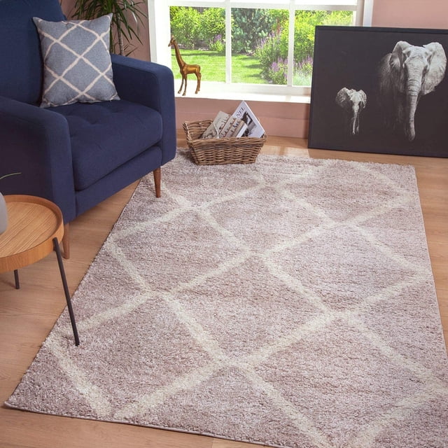 JV Home Diamond Trellis Shag Soft | Plush | High Pile Moroccan Shag Area Rug