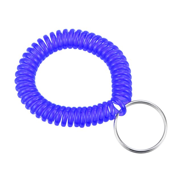 Unique Bargains Porte-Clés Spirale Extensible en Plastique à Ressorts de Poignet, Bleu Clair, Lot de 6