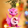thumbnail image 3 of Fridja Personalized Dinosaur Christmas Ornament 26 Letters Hanging Pendant Ornaments 2024 Plastic Initial Monogram Xmas Tree Decorations with Hanging Rope Unique Customized Fun Gift for Kids, 3 of 3