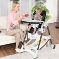 thumbnail image 2 of Baby Convertible Folding Adjustable High Chair withWheel Tray Storage Basket Black, 2 of 7
