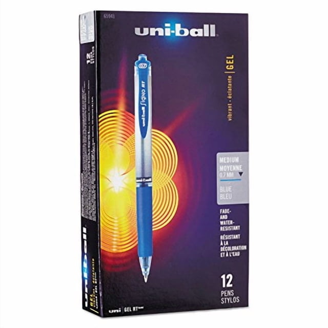 Uni-ball 65941 Signo Gel RT Roller Ball Retractable Gel Pen Blue Ink Medium Dozen