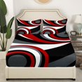 thumbnail image 3 of Erosebridal Draps de Lit Blancs Noirs Rouges Gris Très Grand, Ensembles de Literie Géométriques à Carrés Format Très Grand, Décor de Chambre Moderne 4 Pcs, 3 of 7