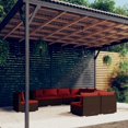thumbnail image 1 of vidaXL 9 Piece Garden Lounge Set with Cushions Poly Rattan Brown, 1 of 4