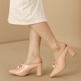 thumbnail image 2 of BLISSFUL STEP Mules à Talon Bloc pour Femmes avec Nœud en Perles Nude 8, 2 of 6
