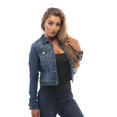 thumbnail image 2 of Hollywood Star Fashion Womens Basic Button Down Denim Jean Jacket (2XL, MediumBlue), 2 of 4