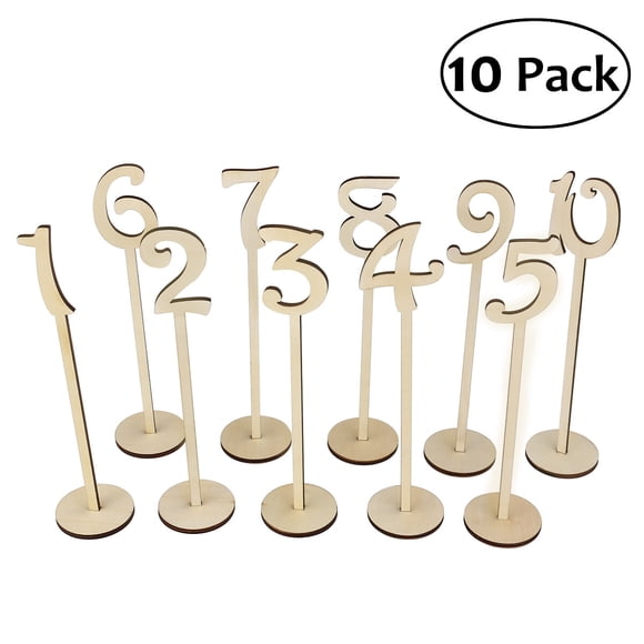 MasteelfCA OULII 10pcs 1-10 Wooden Table Numbers with Holder Base for Wedding Party Decoration
