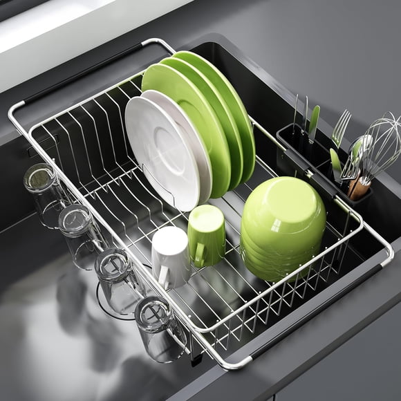 Dish Drying Rack in Sink Small Dish Drainers for Inside Sink Over The Sink Dish Racks Stainless Steel Drying Rack with Utensil Holder