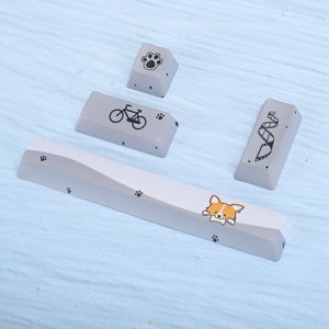 Domqga Accessoires de clavier mécanique,Petit motif de chien gris Clavier mécanique Kits Space+ESC+Enter+Numpad Entrez les touches,Caps clavier