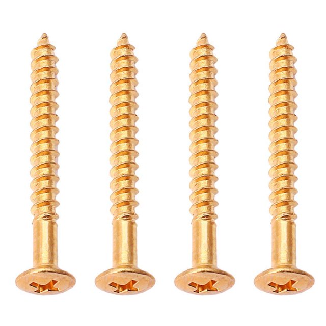 lionlar 4 Pieces Gold Neck Plate Mounting Screws For ST Electric Guitar Parts