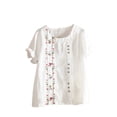 thumbnail image 2 of LSLJS Women's Oversized Printed Button Cotton Linen Shirt Short Sleeved Top, Casual Womens Tops, 2 of 3