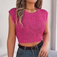 thumbnail image 2 of Timegard Débardeurs Courts pour Femmes Col Ras du Cou Tricot Manches Courtes Haut de Sortie Ajusté Été Décontracté Haut Blouse, 2 of 5