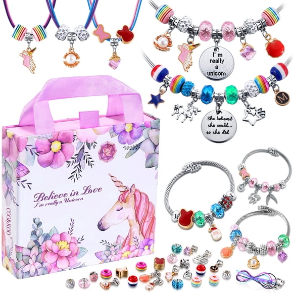 Charm Bracelet Making Kit, Unicorn Girls Toys Ages 8-11, Gifts for 6 7 8 9 10 11 12 Year Old Girl Birthday Gift, Arts and Crafts Kit for Kids Ages 6-8, Christmas gifts for girls