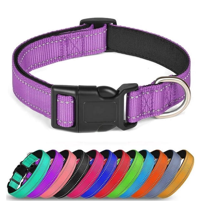 Reflective Dog Collar Soft Neoprene Padded Breathable Nylon Pet Collar Adjustable for Small Medium Large Extra Large Dogs