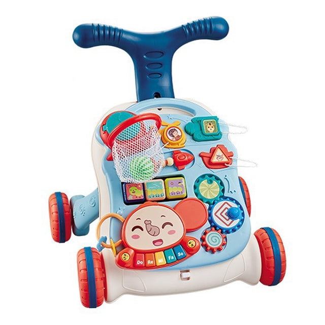 Siruishop Baby Activity Walking Toy Activity Center Stand,Push,Walk Pull Learning Activity blue