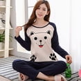 thumbnail image 3 of Printemps Automne Mignons Ensembles de Sommeil pour Femmes Col Rond Manches Longues et Pantalon Ensembles 2 Pcs Costume Décontracté Tenue d'Intérieur pour Dames Pyjama, 3 of 9