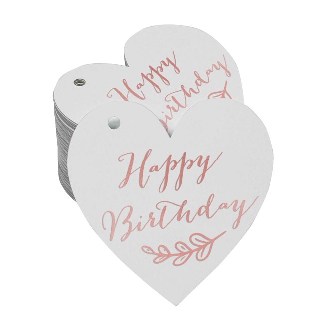 Inkdotpot Rose Gold Foil Paper Hang Tags Happy Birthday Favor Tags 100 Pieces