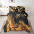thumbnail image 2 of YST 7-Piece Black and Gold Marble Comforter Set, Queen Size, Abstract Stone Pattern, Bed in a Bag, 2 of 4