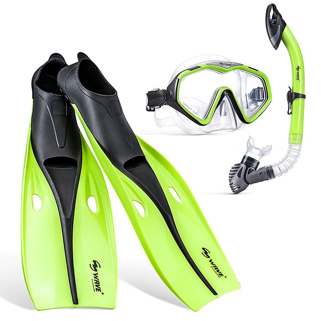 Snorkeling Set Wide View Diving Mask Snorkeling Flippers Dry Snorkel