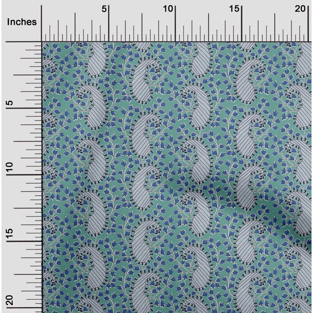oneOone Tissu Polyester Lycra Imprimé Floral & Paisley au Mètre 56 Pouces de Large