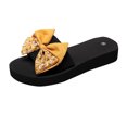 thumbnail image 2 of Styesk Womens Sandals New Summer Flip-flops Linen Floral Bow Flat Sandals, 2 of 8