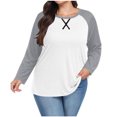 thumbnail image 2 of Yuyuzo T-Shirts pour Femmes Grande Taille à Blocs de Couleur à Manches Longues Col Ras du Cou Coupe Ample Confortable Tunique Unie T-Shirts, 2 of 7