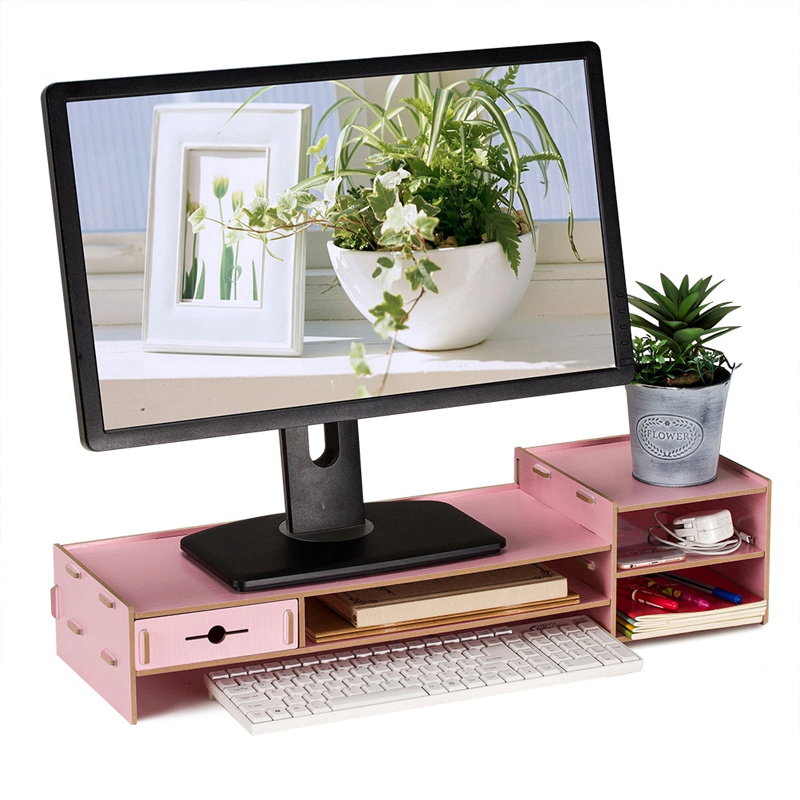 Wood Large Capacity Desk Organizer, Strong Heavy Duty Laptop Stand, for Office Study Family Table