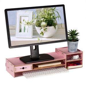 Wood Large Capacity Desk Organizer, Strong Heavy Duty Laptop Stand, for Office Study Family Table